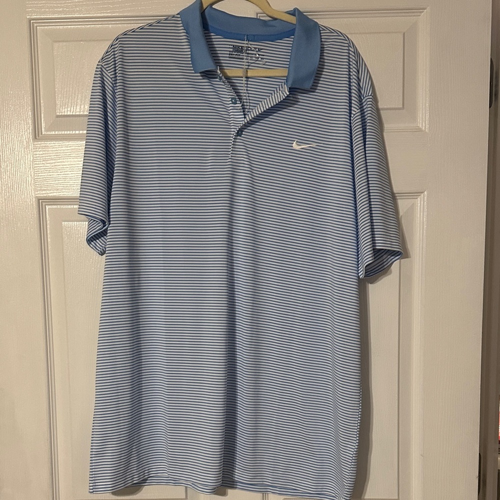 Nike Men's Light Blue Striped Polo